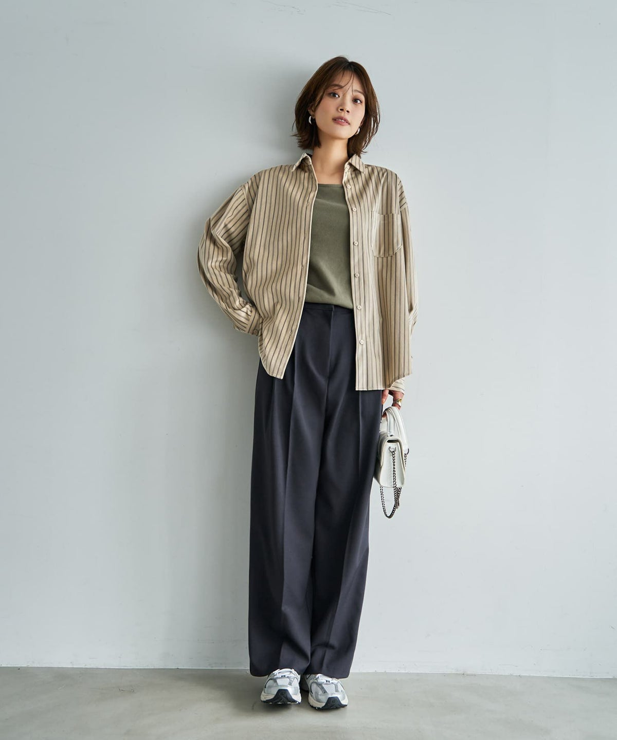 着用イメージ 167cm ベージュ