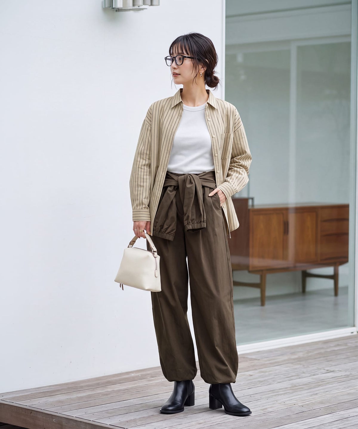 着用イメージ 163cm ベージュ