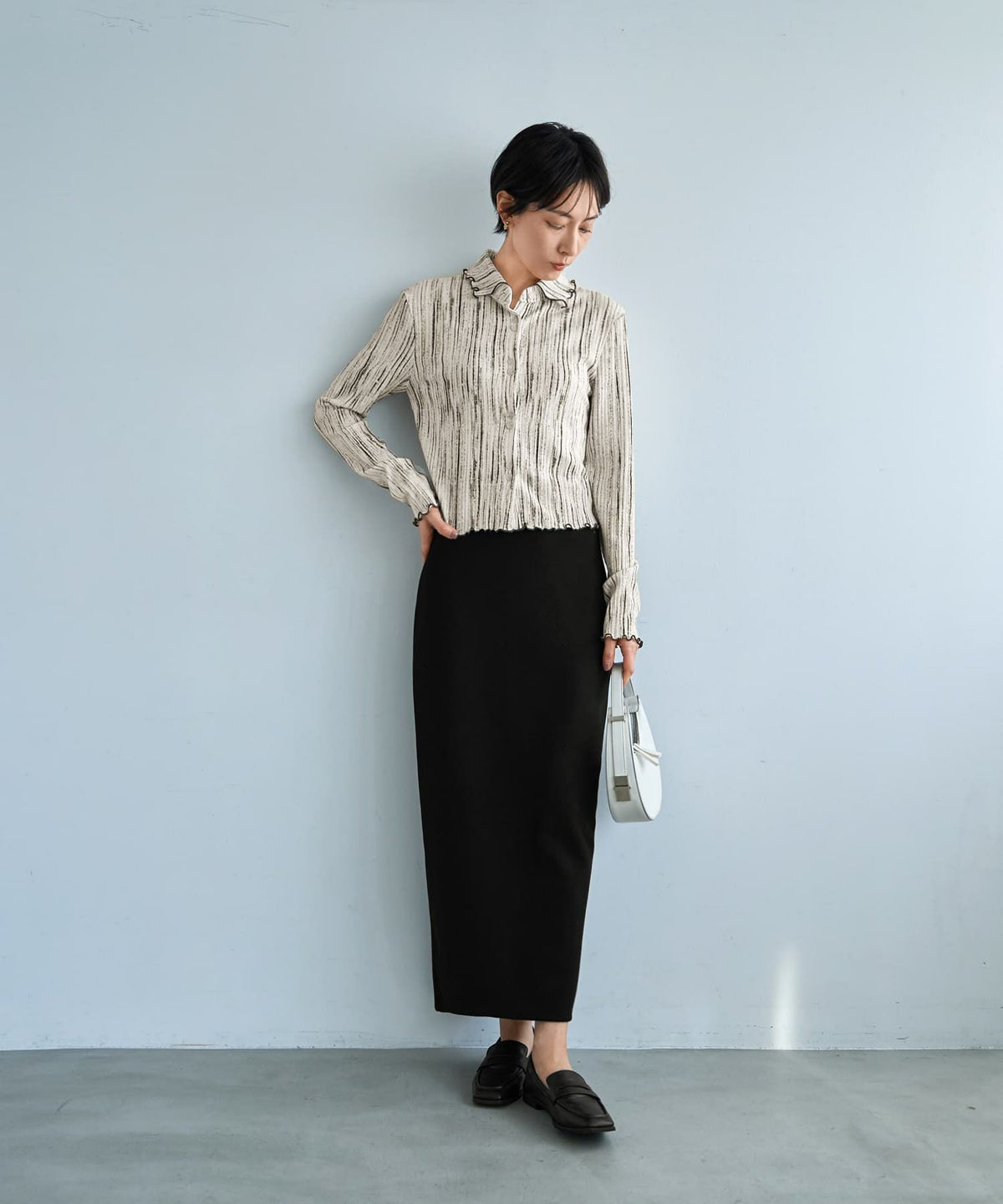 着用イメージ 167cm アイボリー