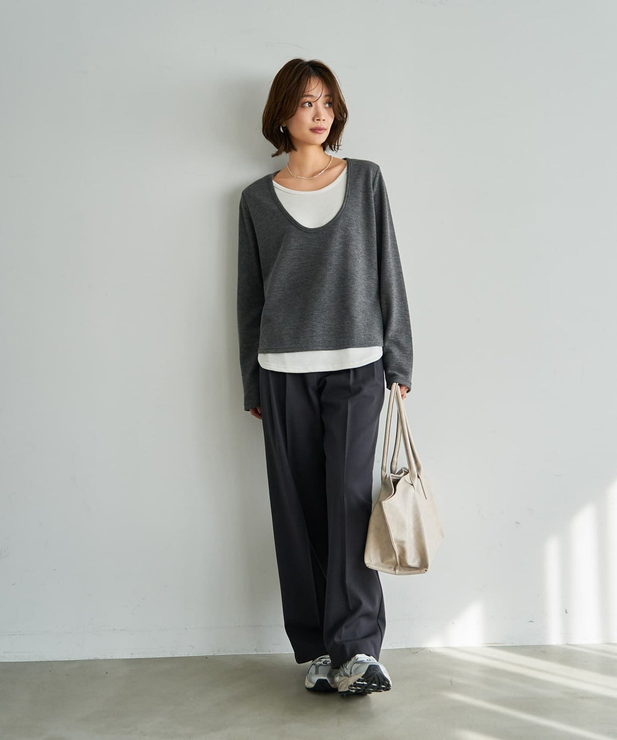 着用イメージ 167cm チャコール