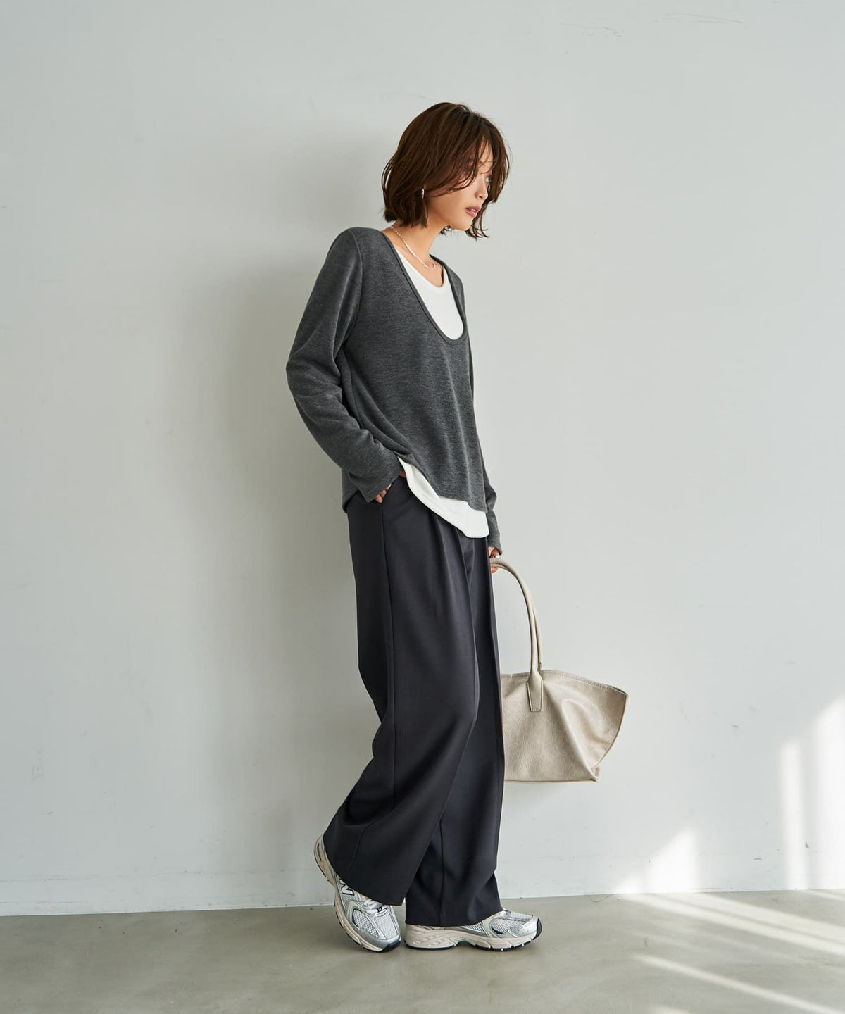 着用イメージ 167cm チャコール