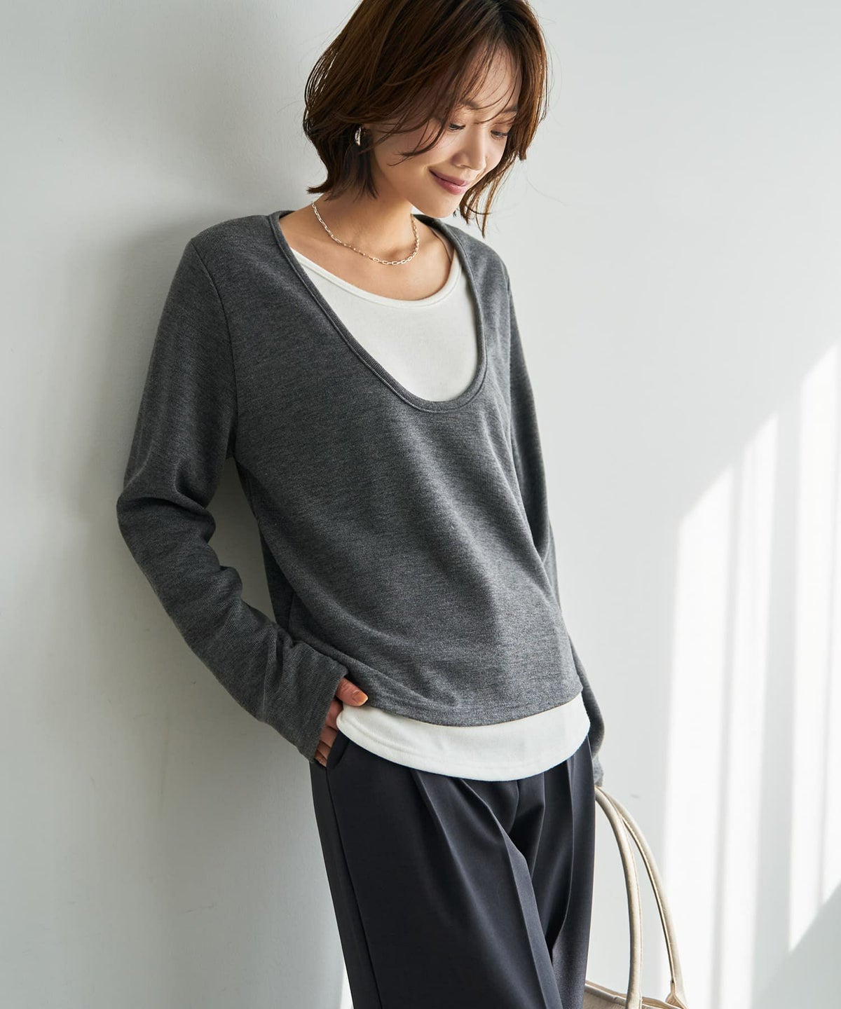 着用イメージ 167cm チャコール