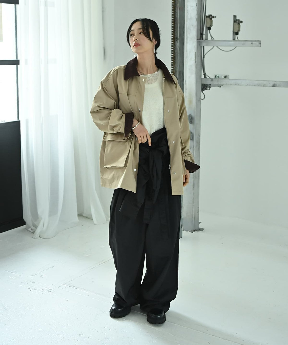 着用イメージ 167cm ベージュ