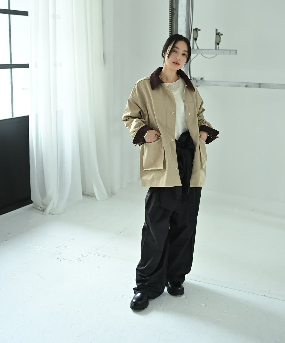 着用イメージ 167cm ベージュ