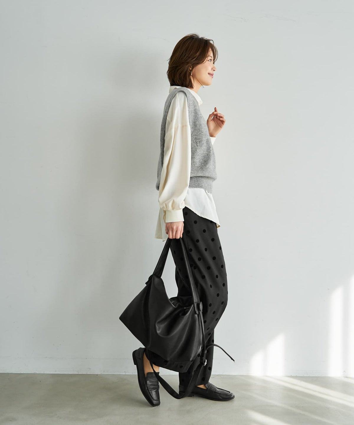 着用イメージ 167cm ライトグレー