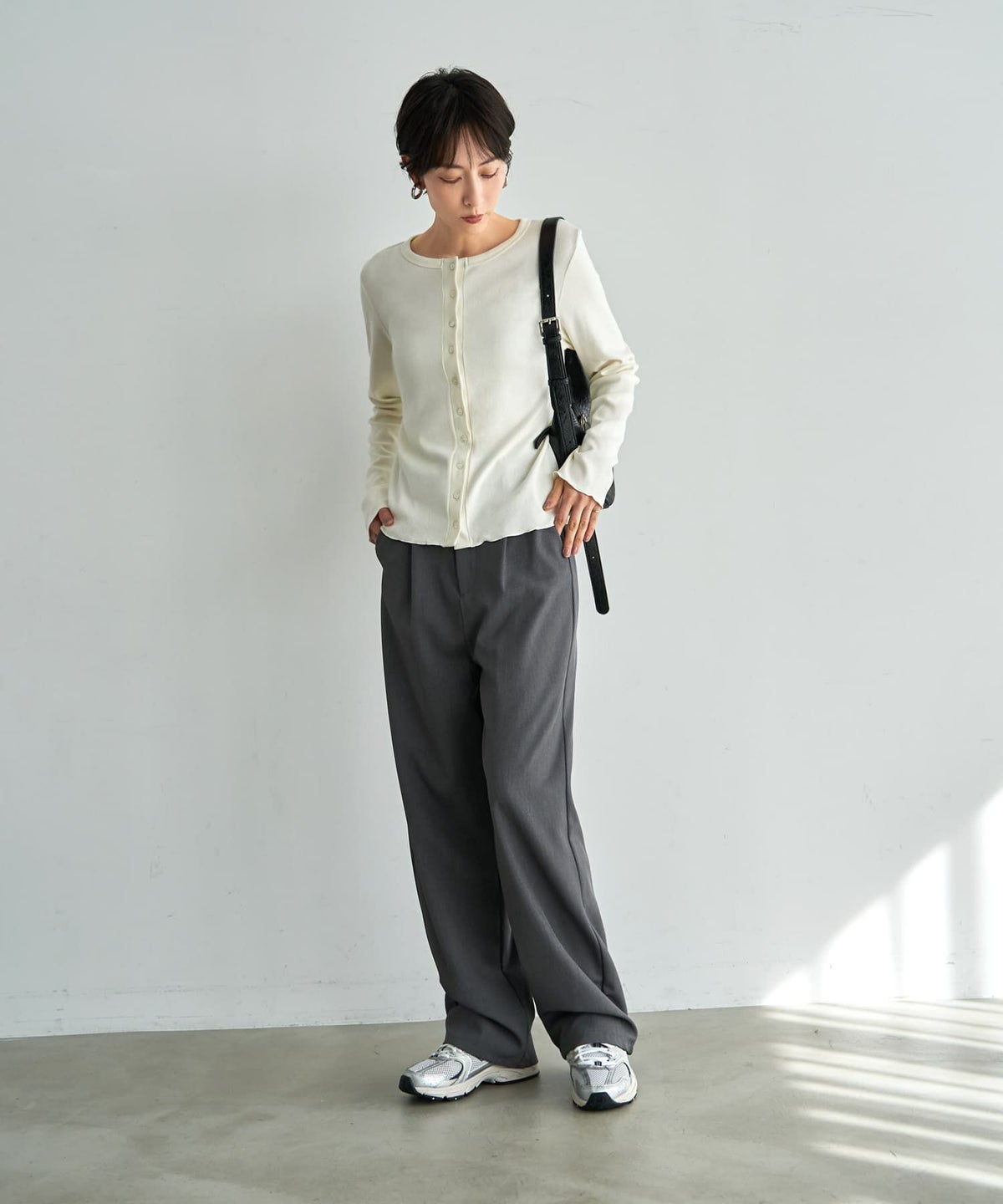 着用イメージ 167cm アイボリー