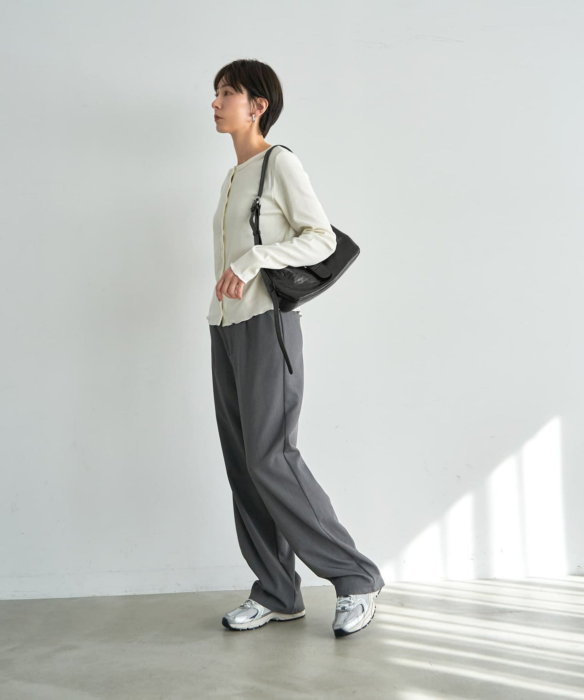 着用イメージ 167cm アイボリー