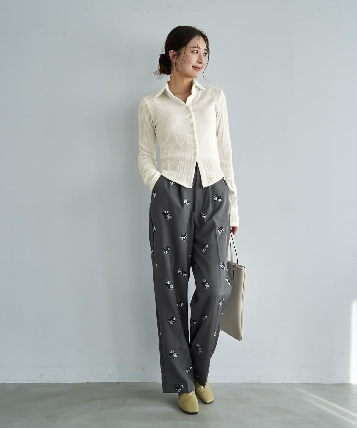 着用イメージ 166cm アイボリー