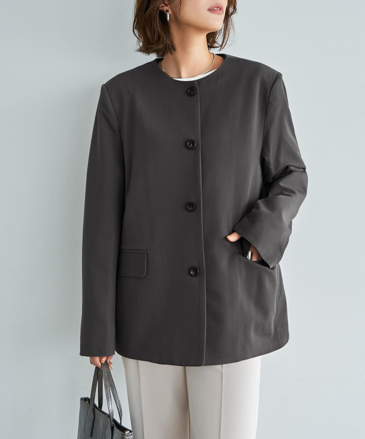 着用イメージ 167cm チャコール