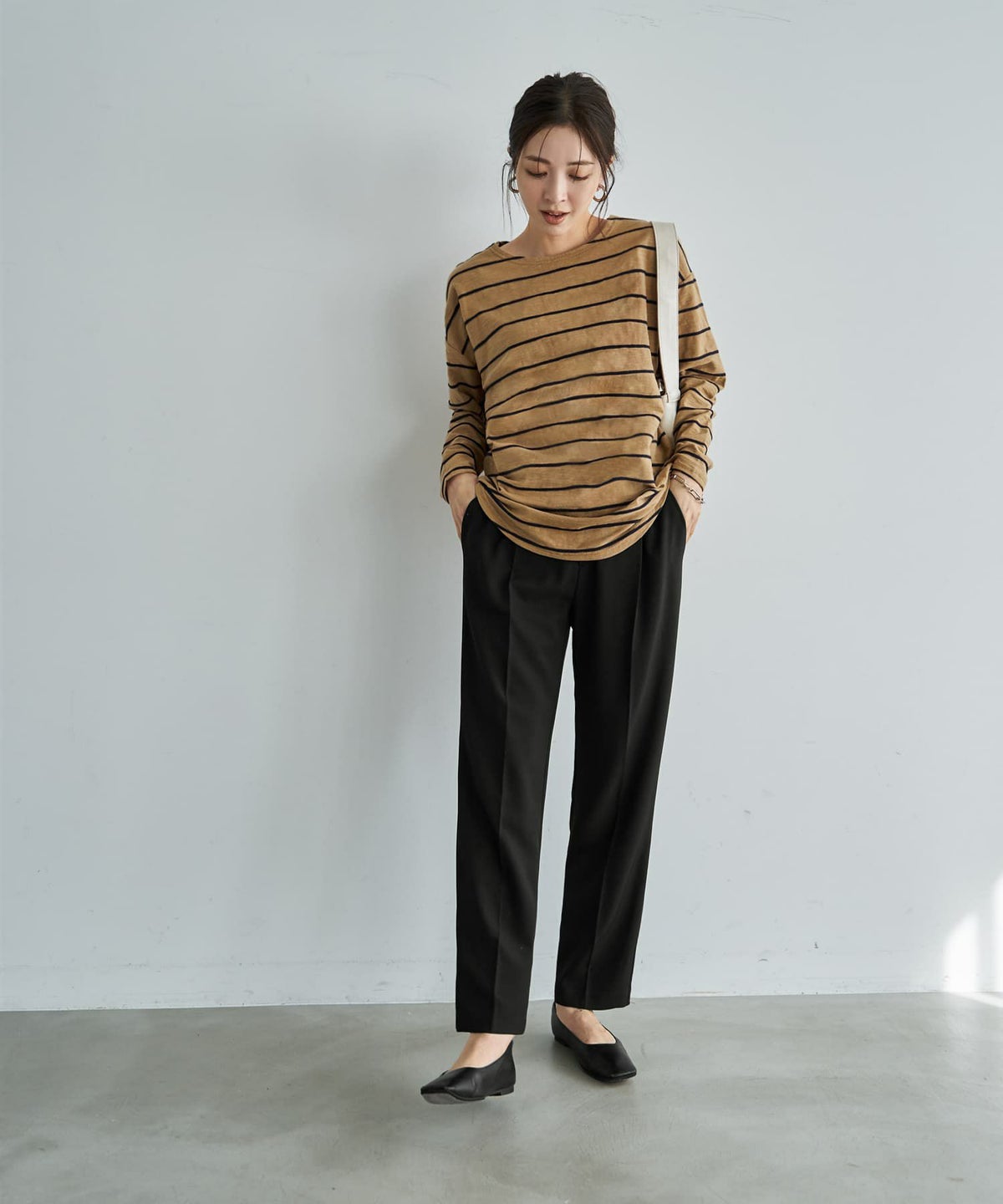 着用イメージ 166cm ベージュ