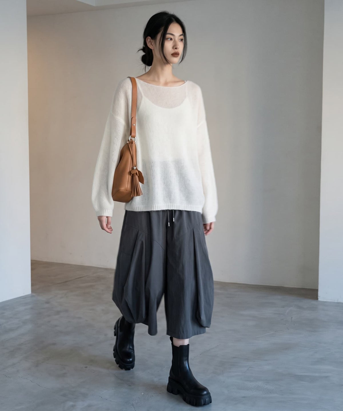 着用イメージ 170cm アイボリー