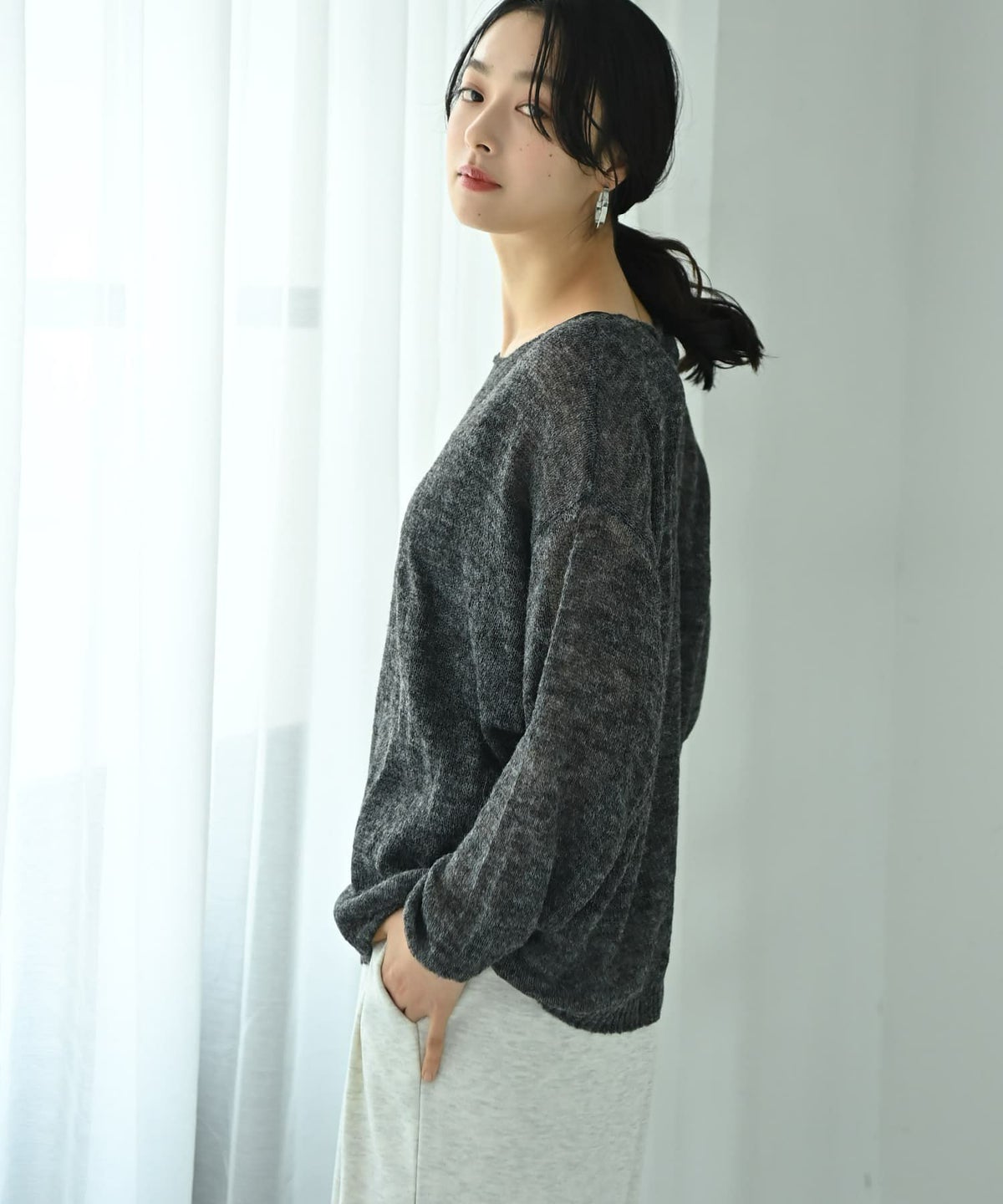 着用イメージ 167cm チャコール