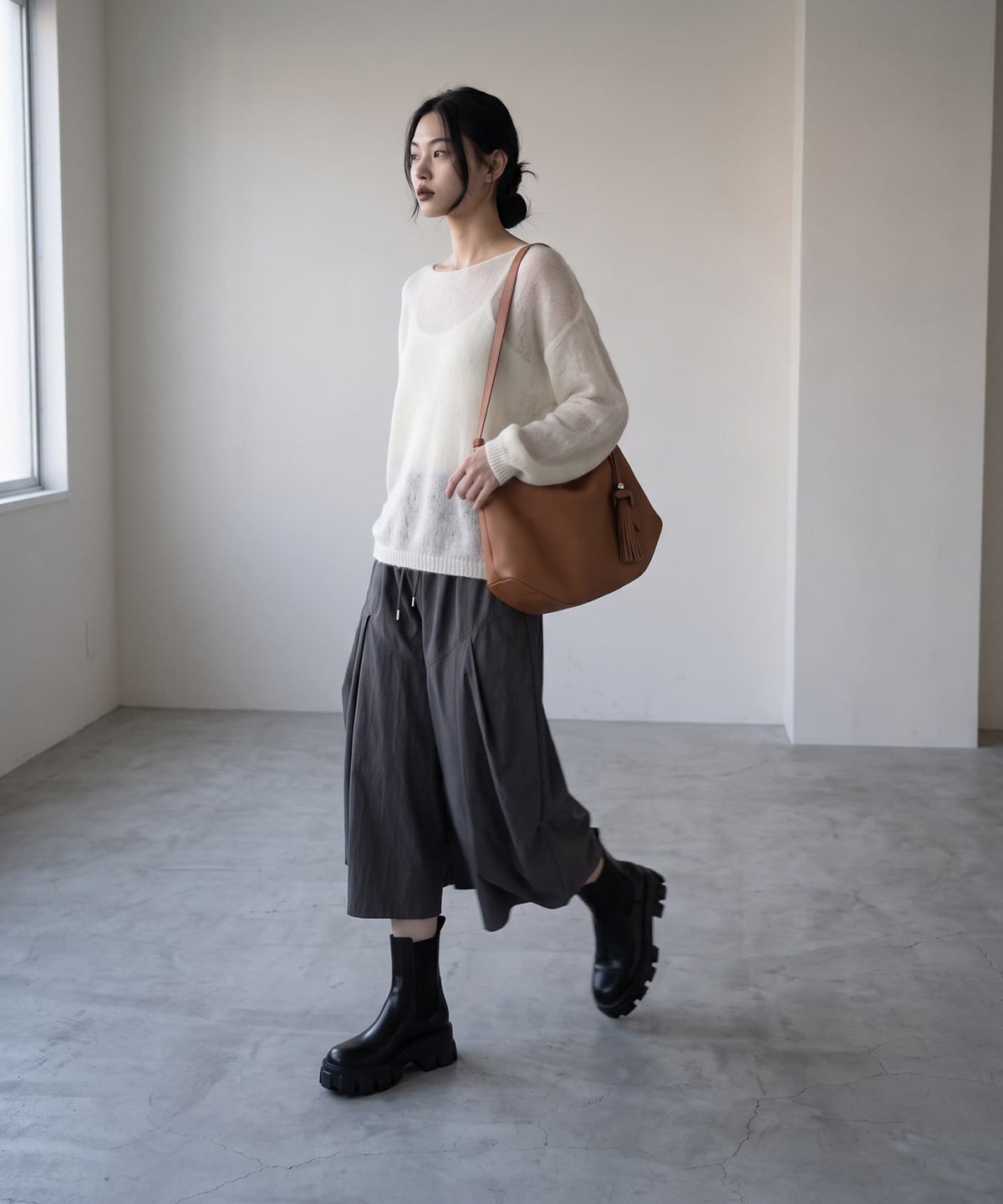 着用イメージ 170cm アイボリー