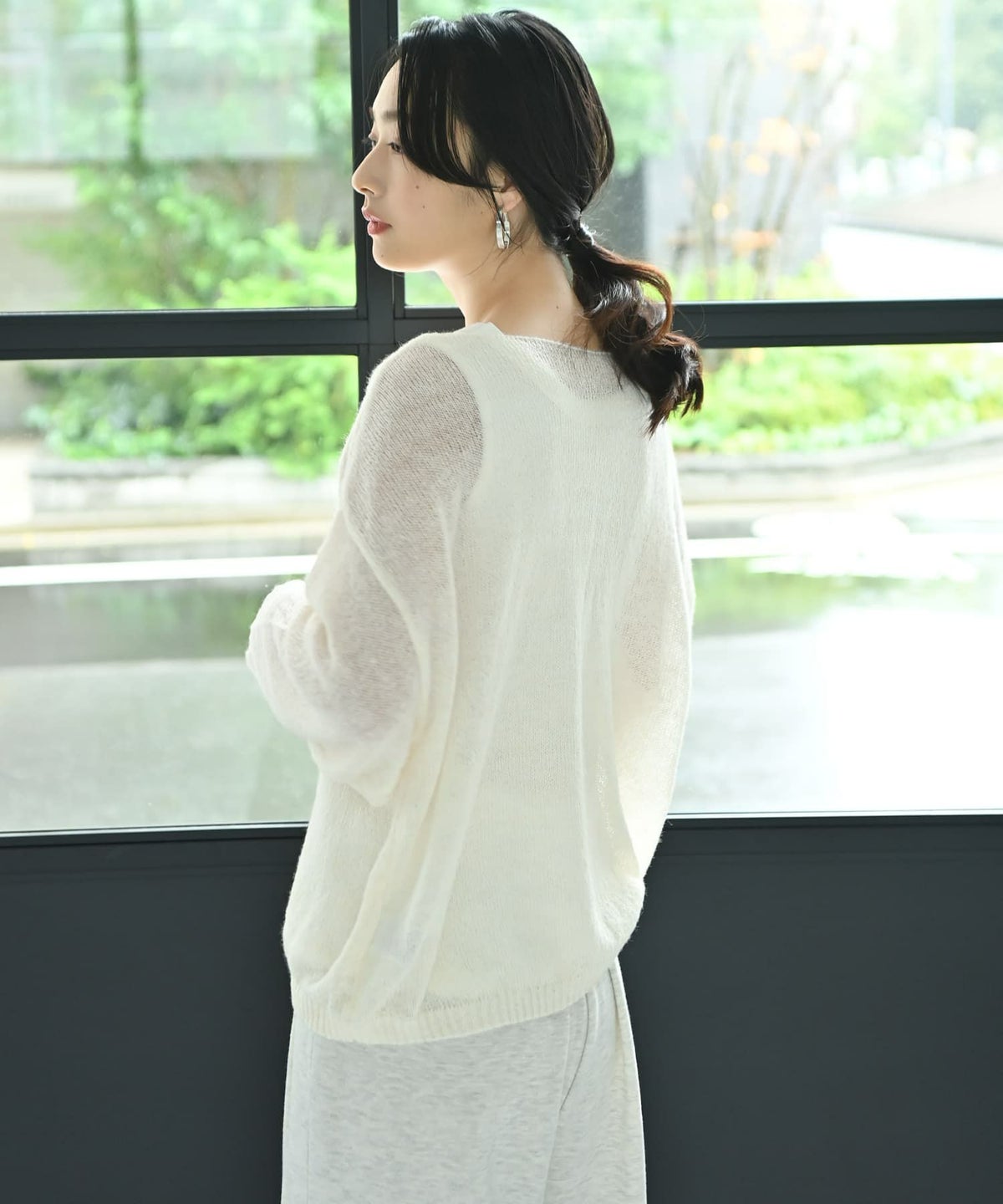 着用イメージ 167cm アイボリー