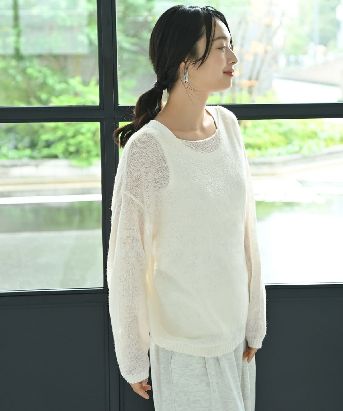 着用イメージ 167cm アイボリー