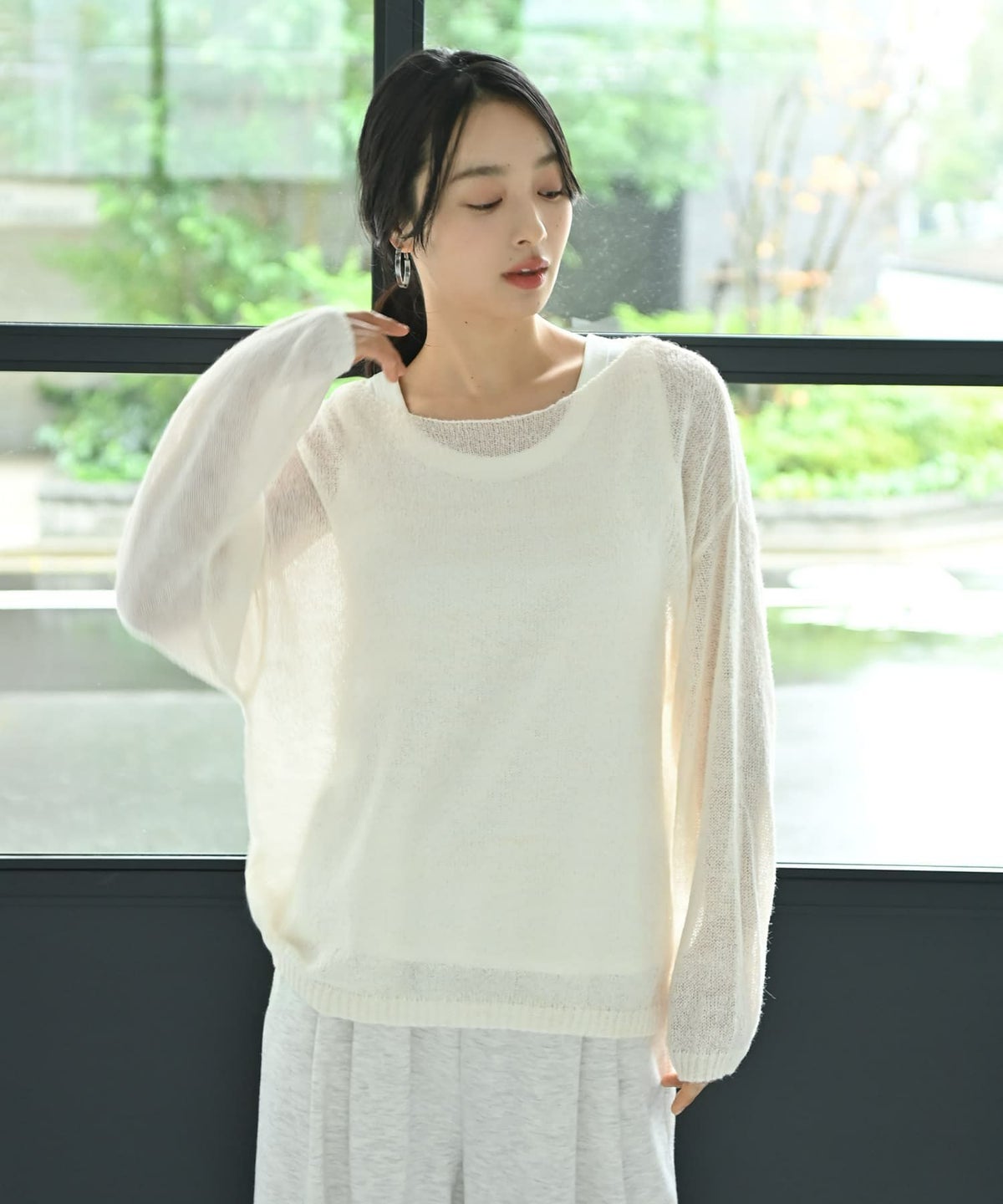 着用イメージ 167cm アイボリー