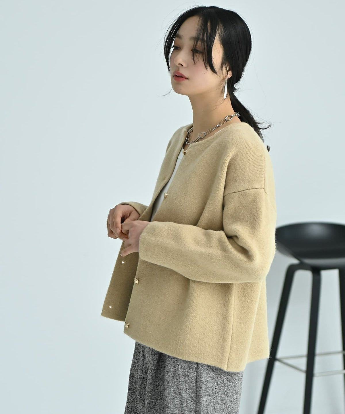 着用イメージ 167cm ベージュ