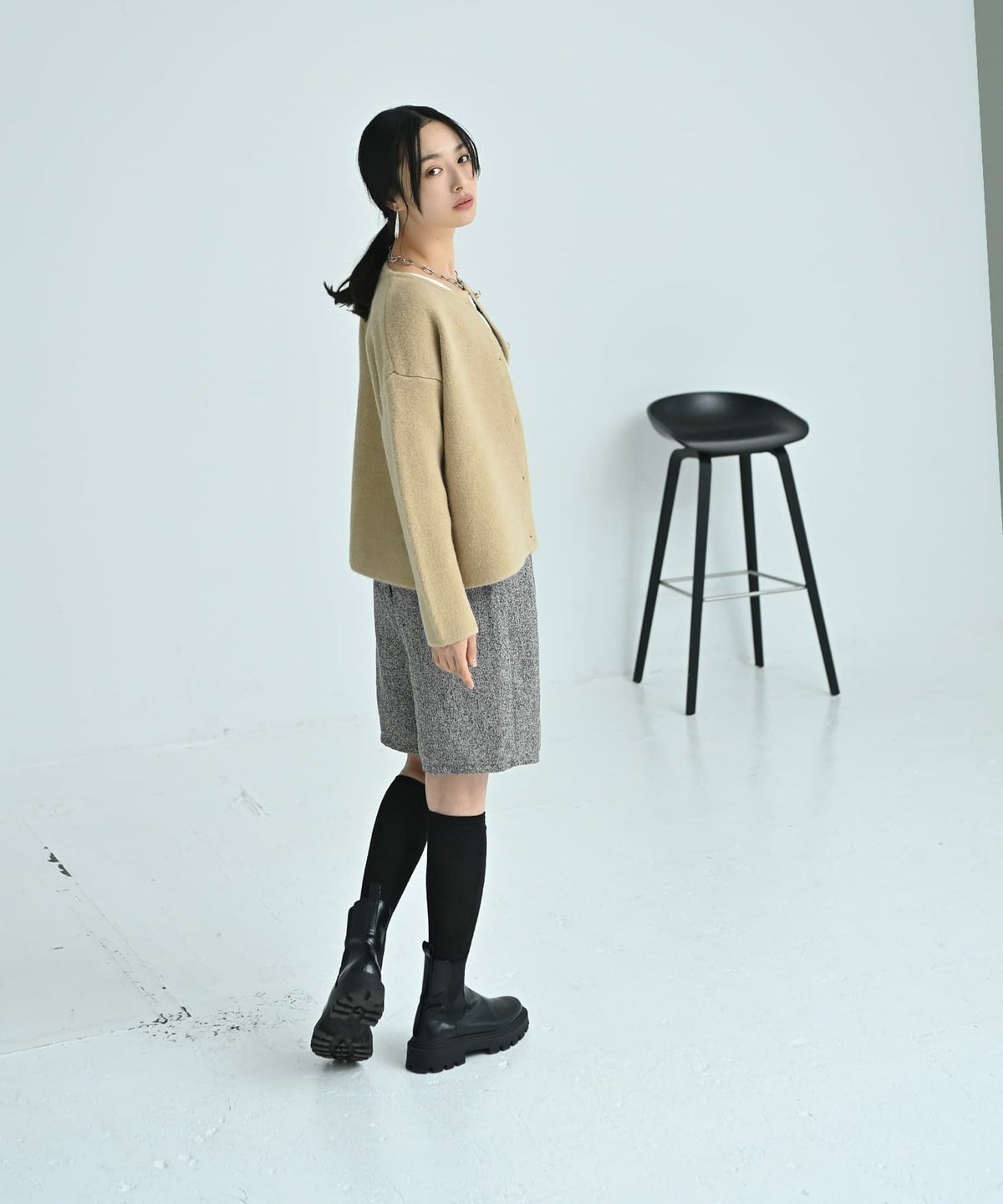 着用イメージ 167cm ベージュ