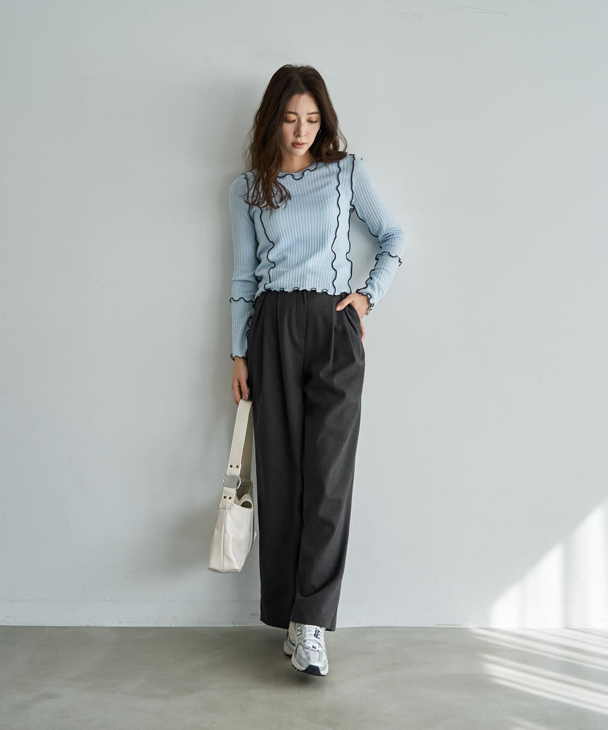 着用イメージ 166cm ライトブルー