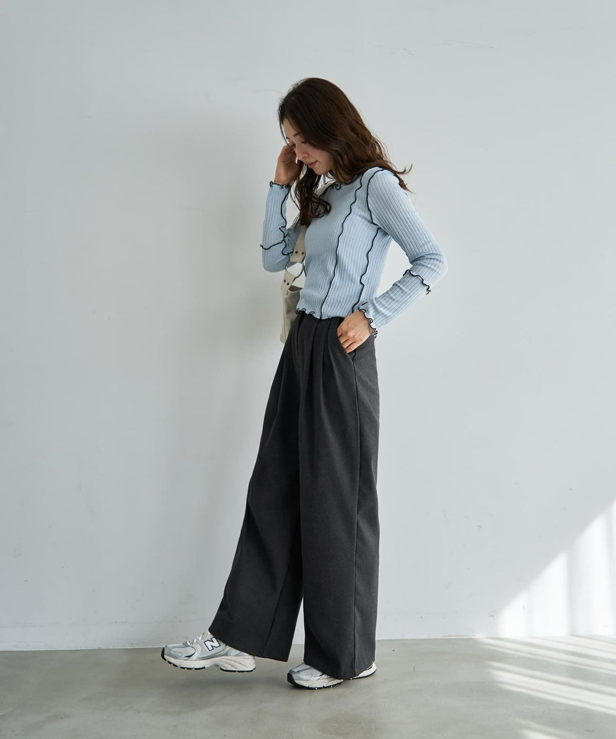 着用イメージ 166cm ライトブルー