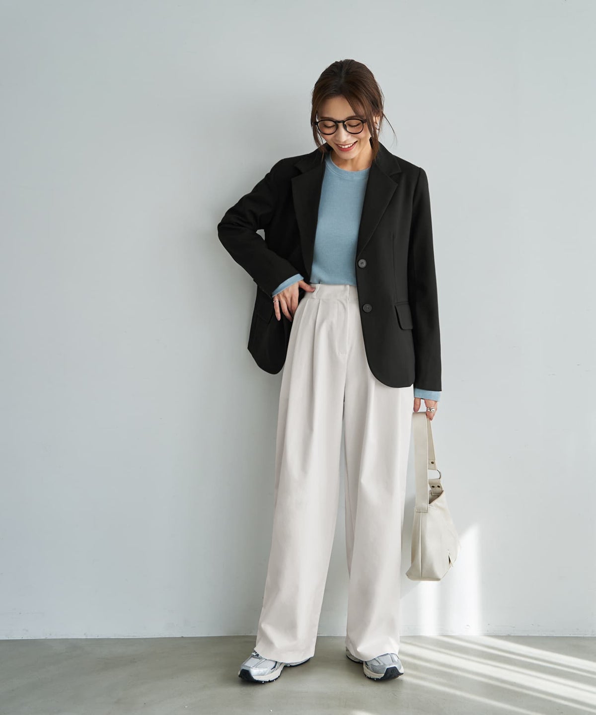 着用イメージ 166cm ライトブルー