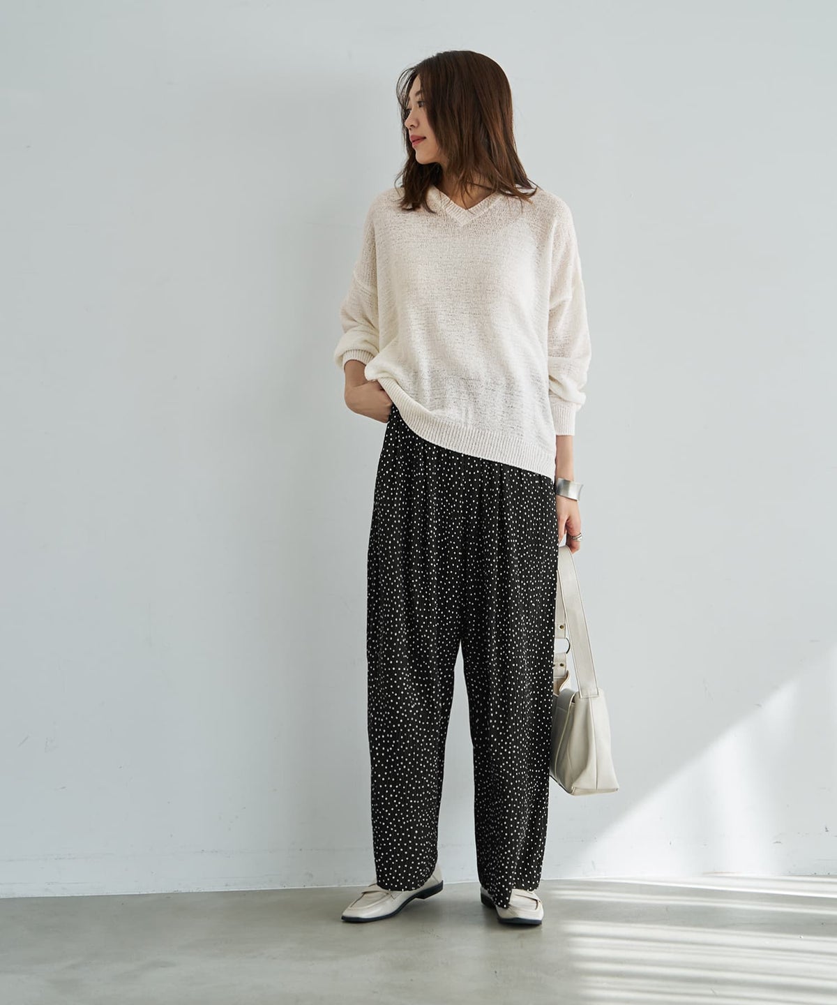 着用イメージ 166cm オフホワイト