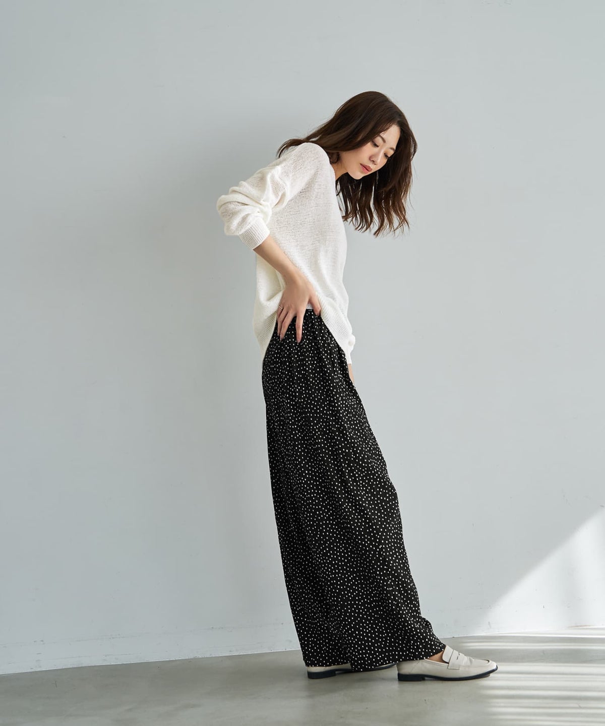 着用イメージ 166cm オフホワイト