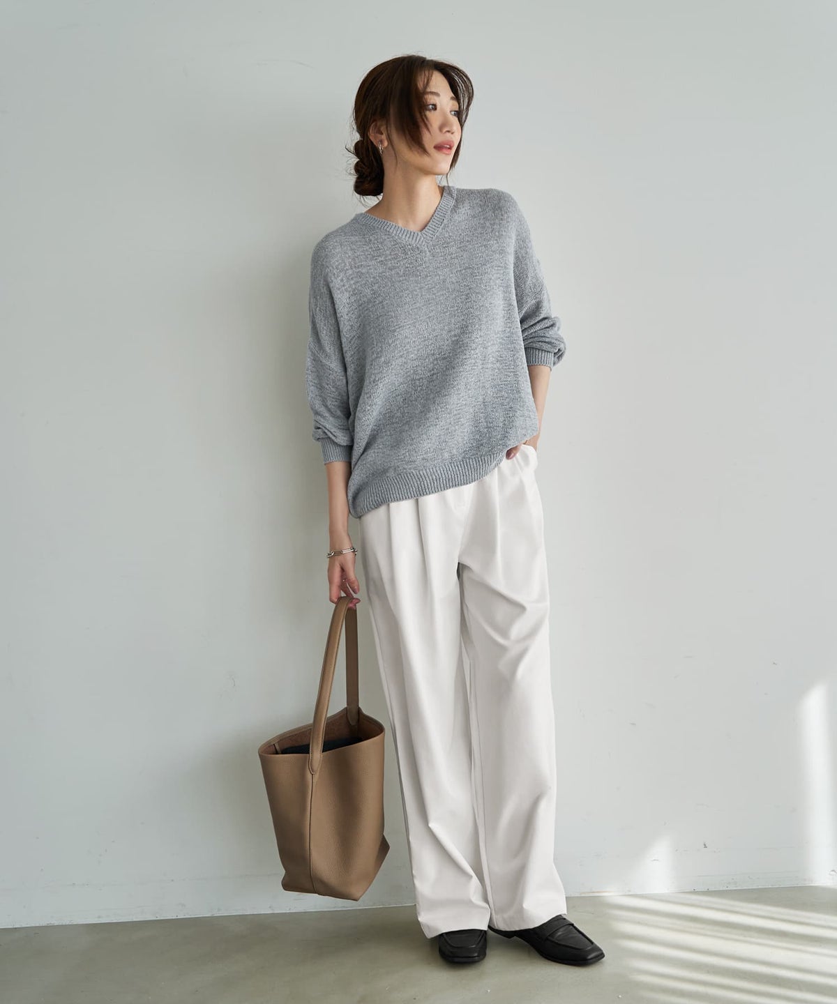 着用イメージ 166cm ライトグレー