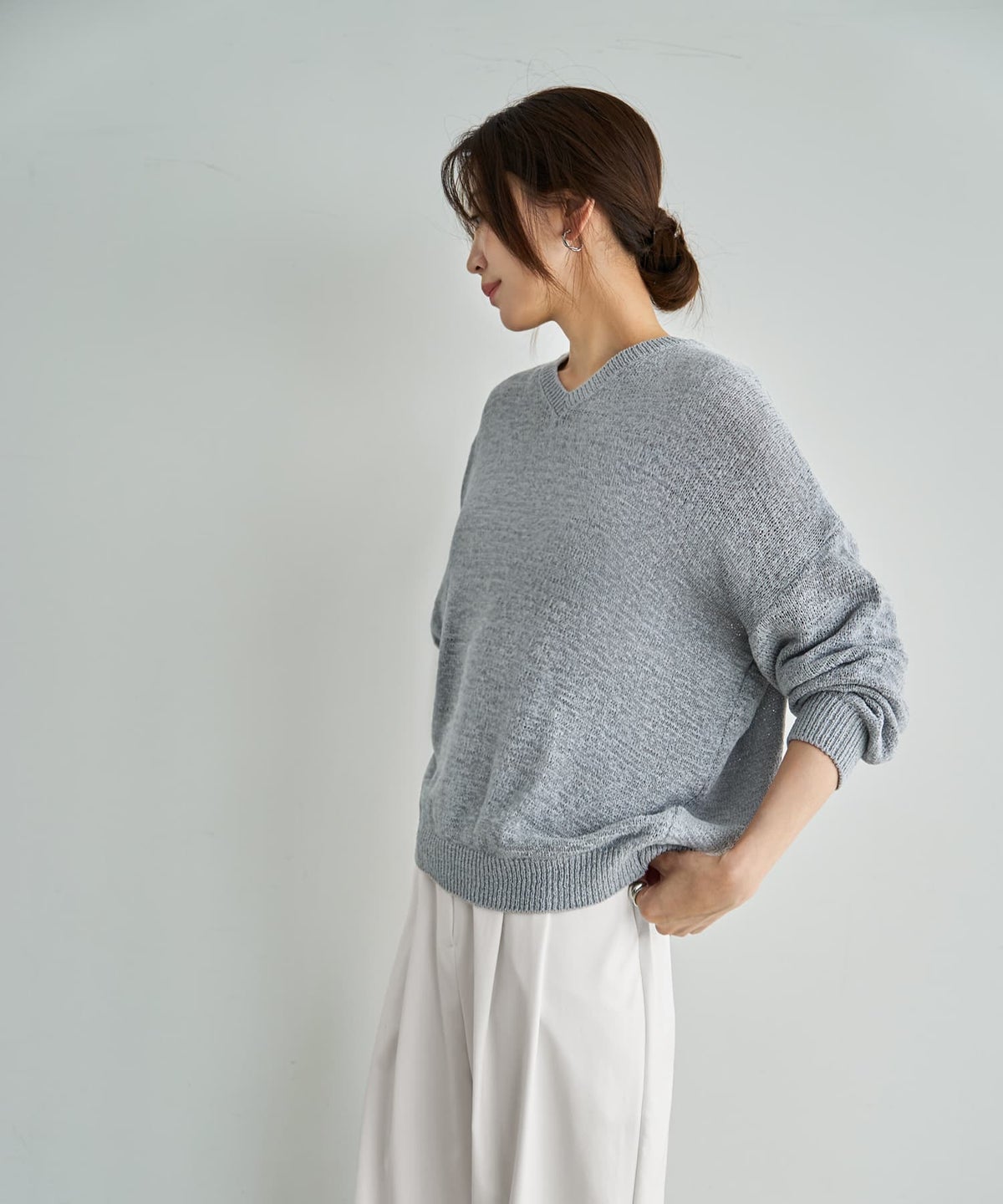 着用イメージ 166cm ライトグレー