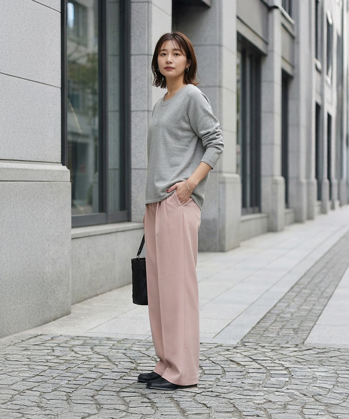 着用イメージ 163cm ライトグレー