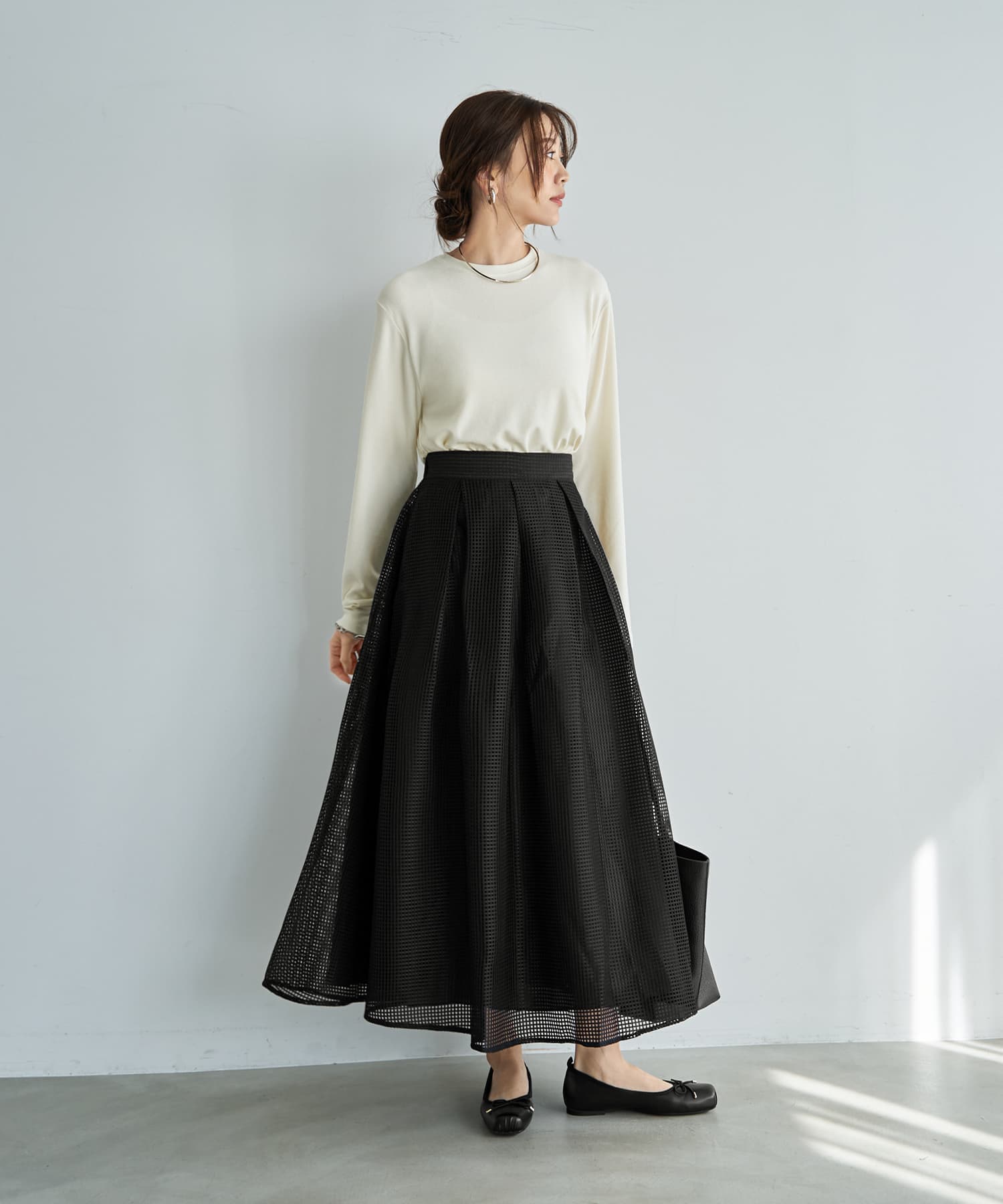 メッシュニットフレアスカート LUXE】メッシュフレアスカート | おしゃれな大人レディース