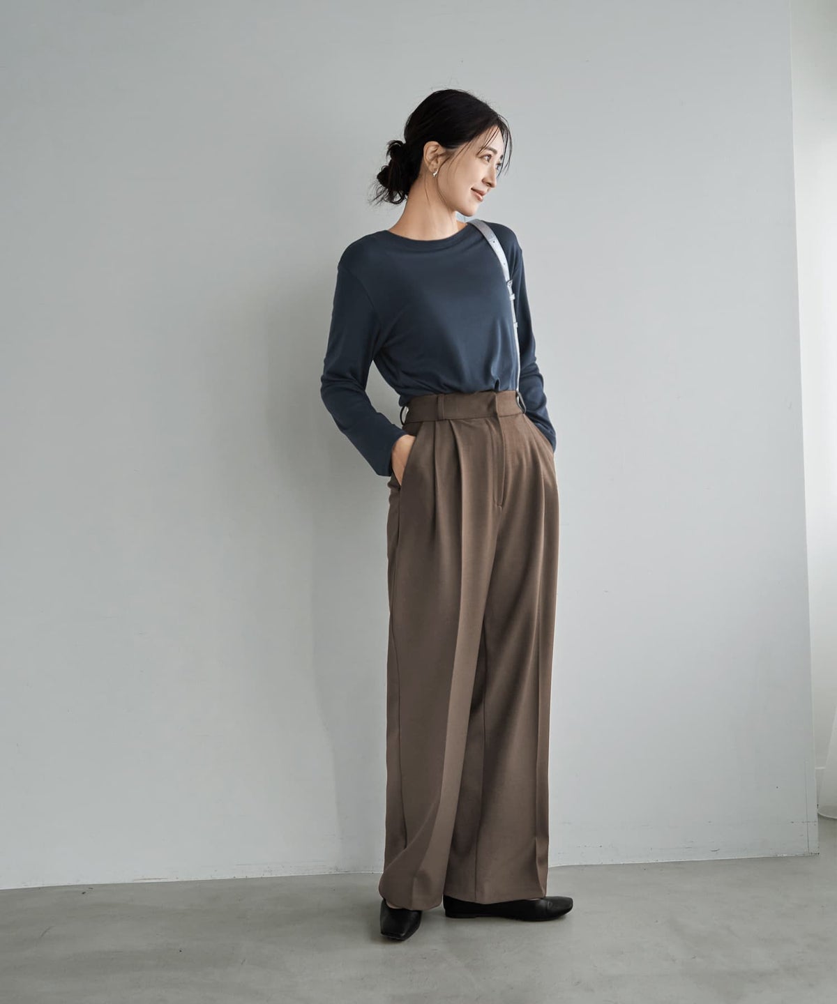 着用イメージ 166cm ダークブルー