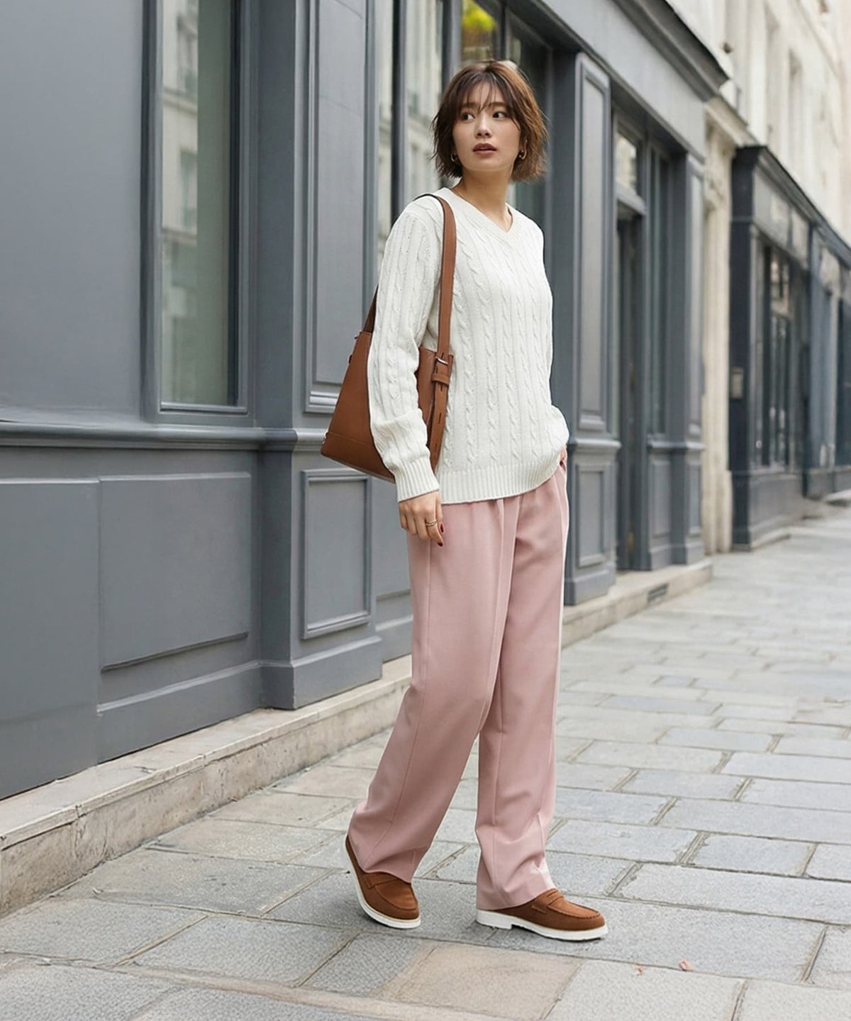 着用イメージ 163cm アイボリー