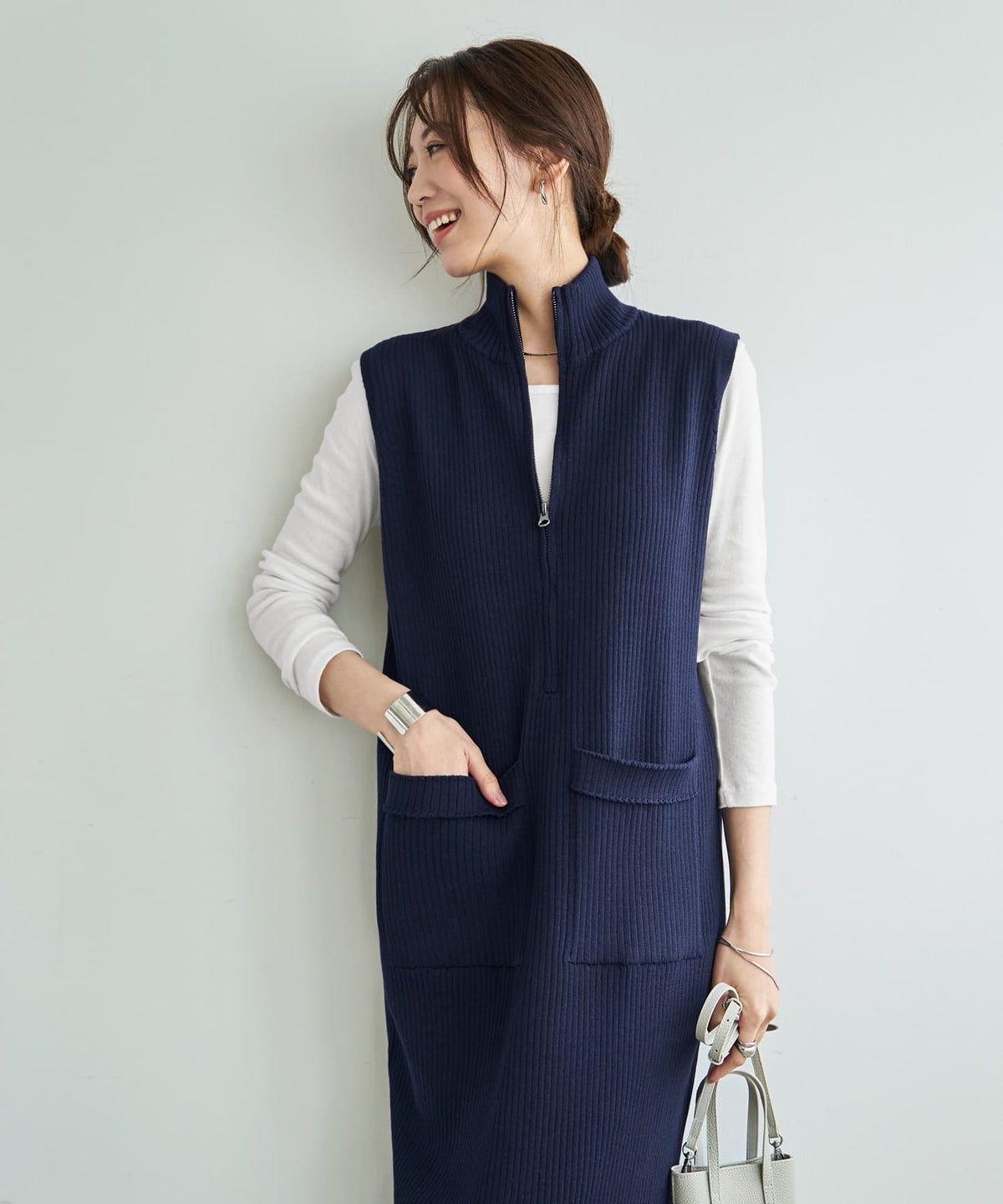 着用イメージ 166cm ネイビー 02サイズ