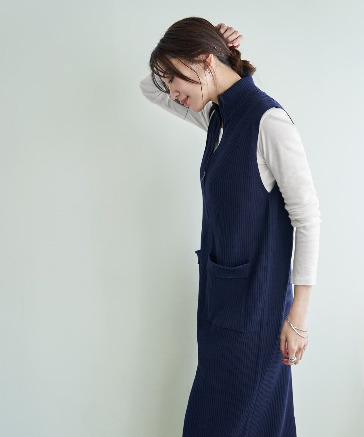 着用イメージ 166cm ネイビー 02サイズ