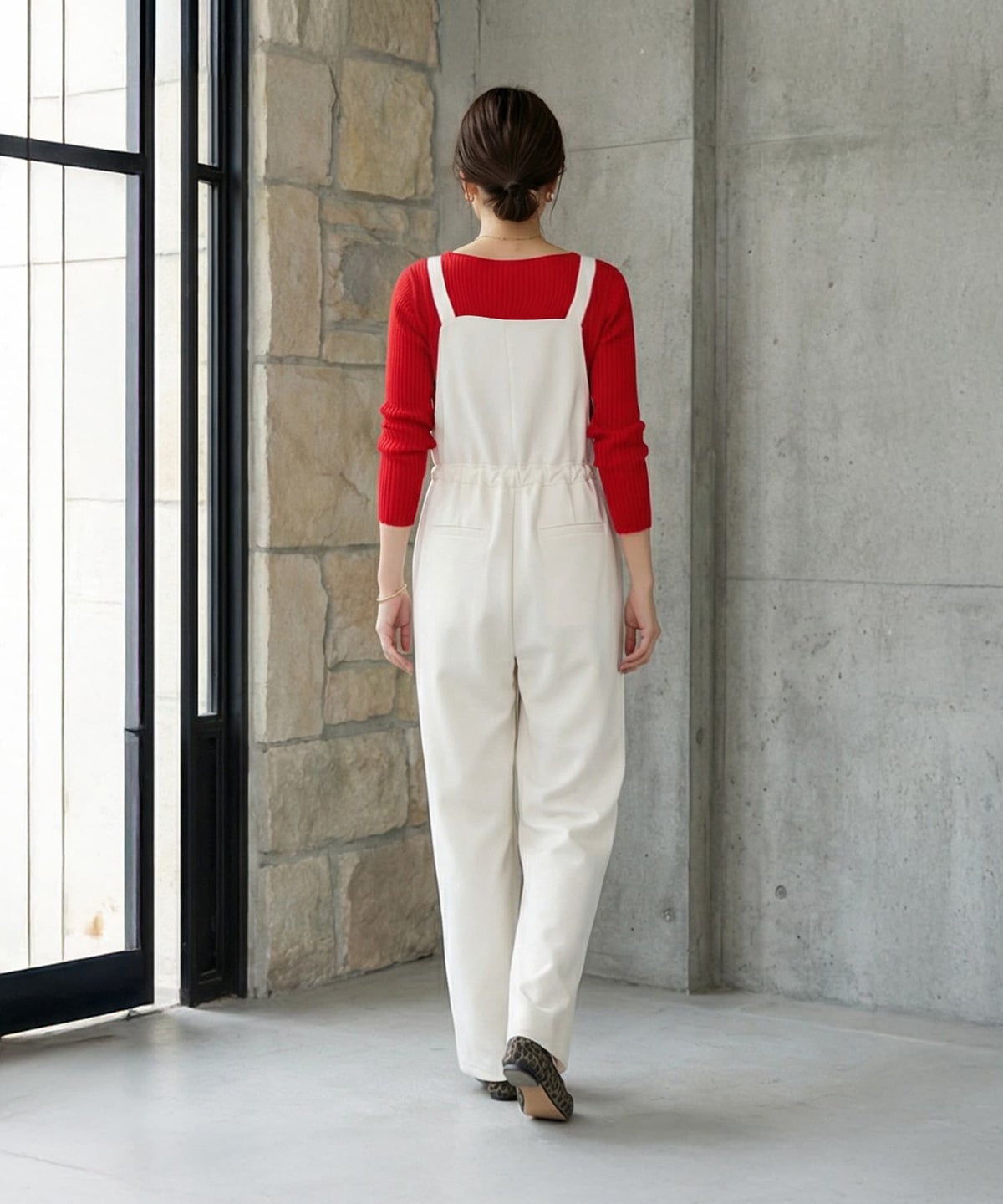 着用イメージ 163cm ブライトレッド×エクリュ