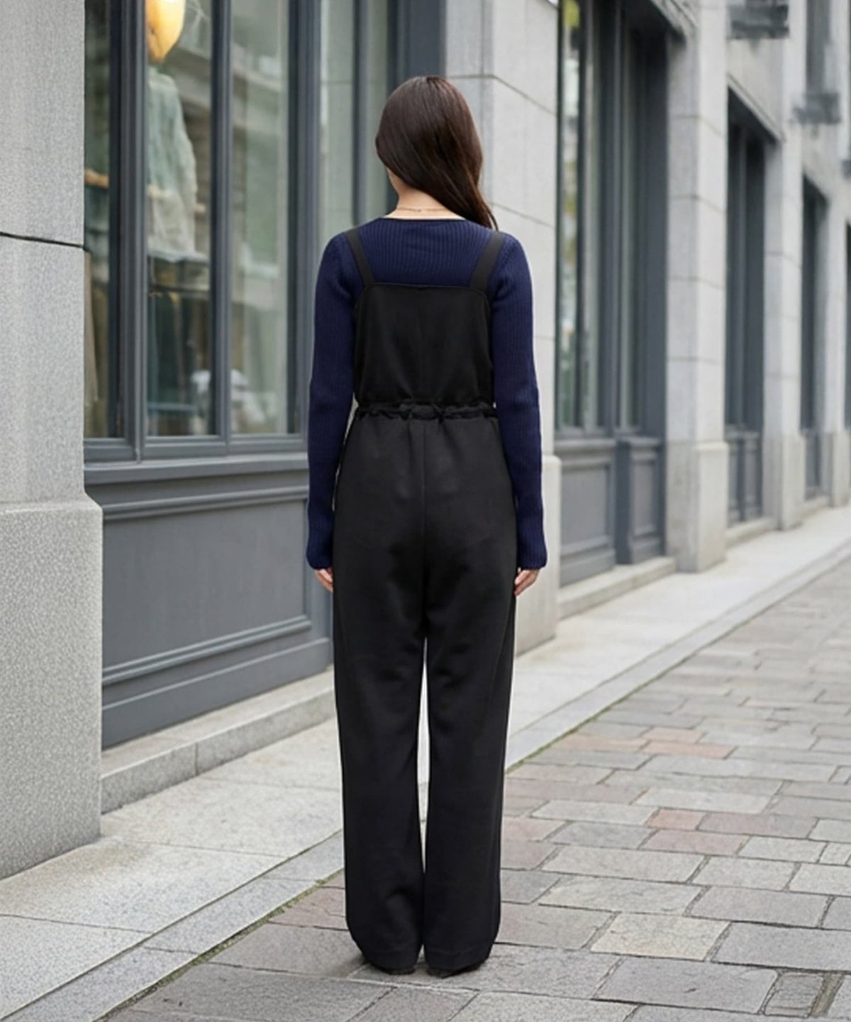 着用イメージ 163cm ネイビー×ブラック