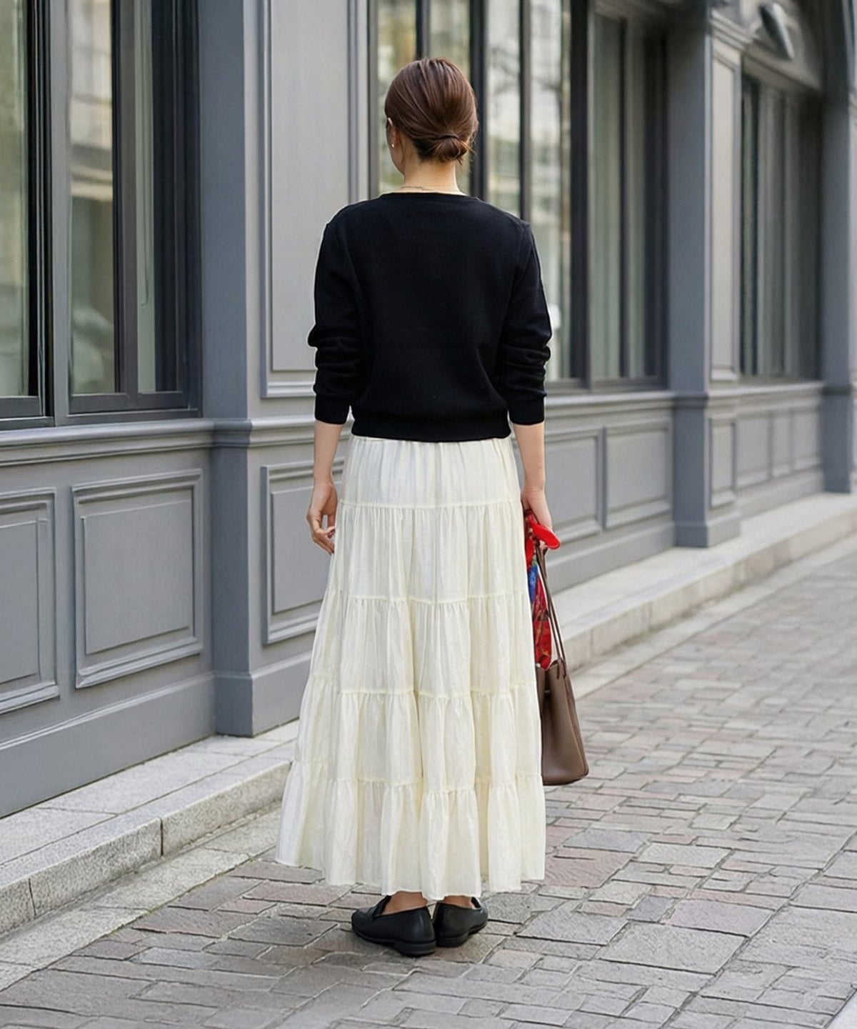 着用イメージ 166cm ブラック×クリーム 02サイズ