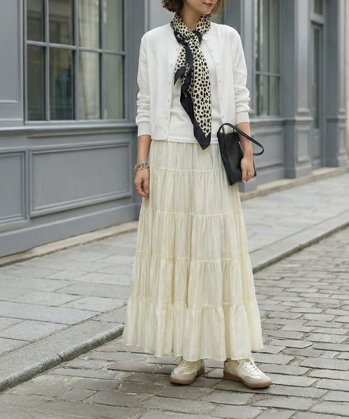 着用イメージ 166cm ホワイト×クリーム 02サイズ