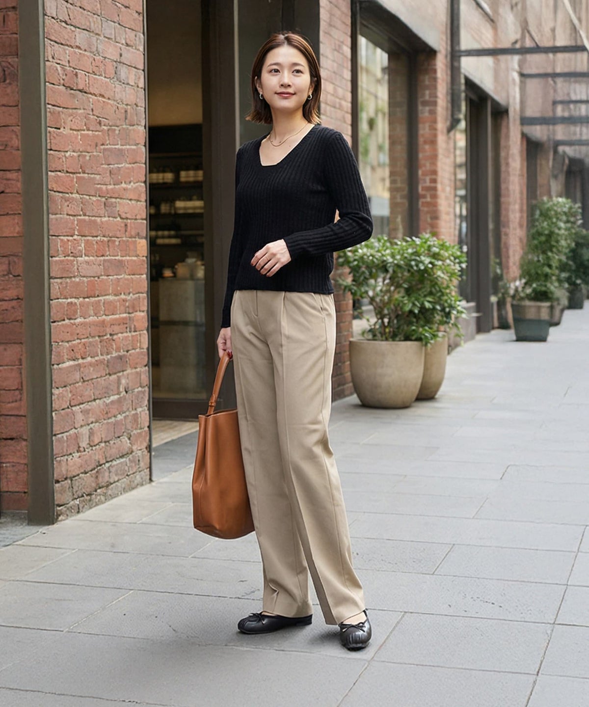 着用イメージ 163cm サンドベージュ Sサイズ