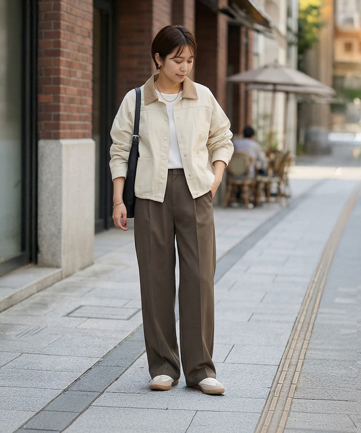 着用イメージ 163cm ブライトベージュ