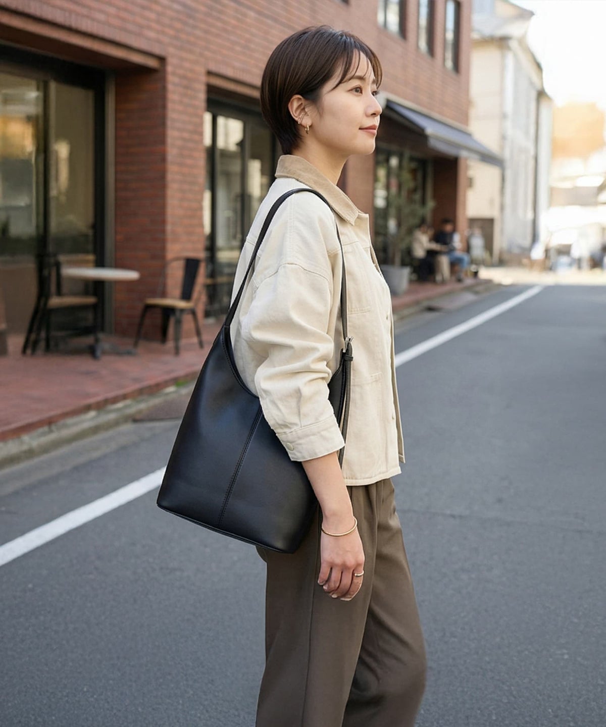 着用イメージ 163cm ブライトベージュ