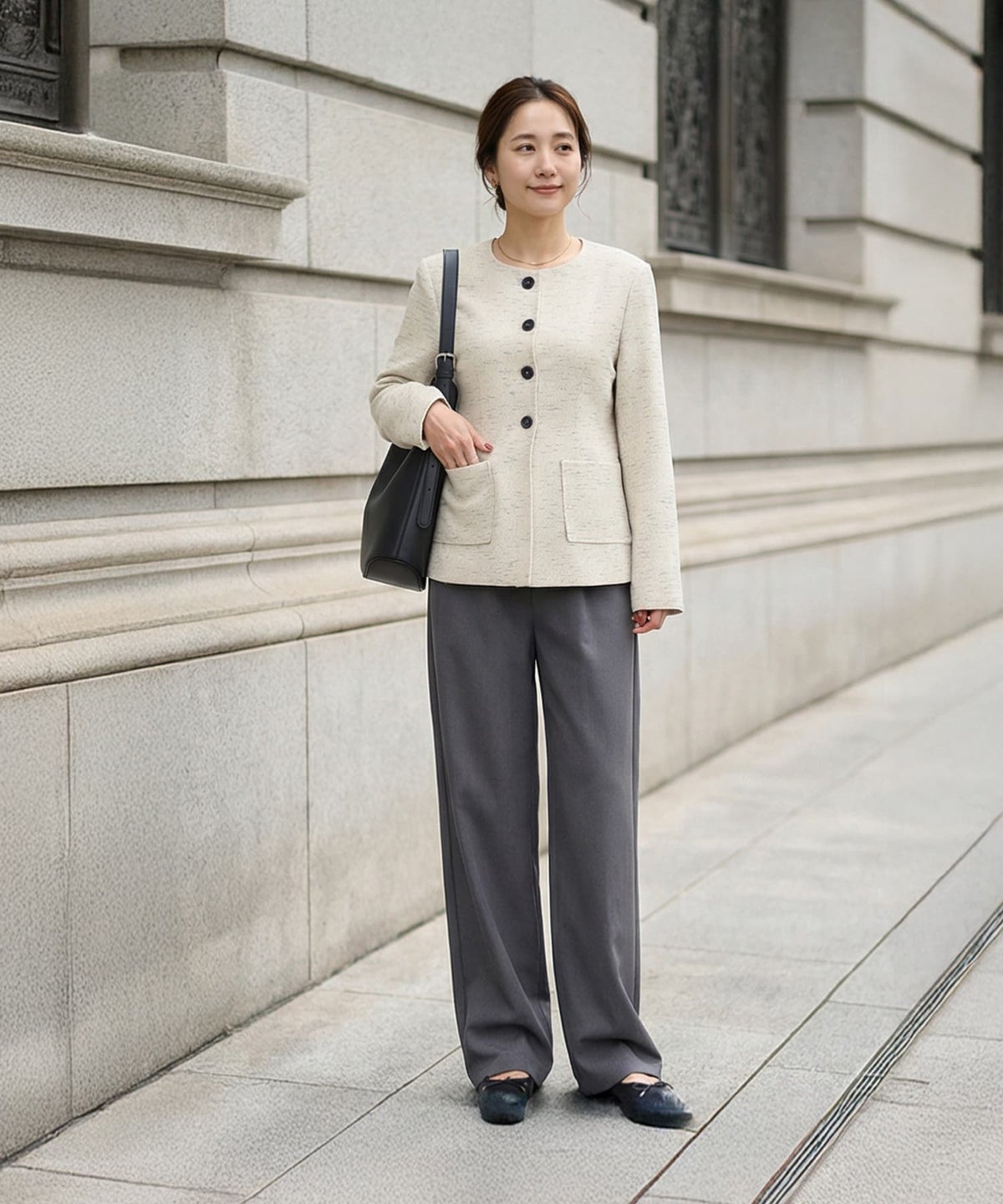 着用イメージ 163cm ライトベージュ