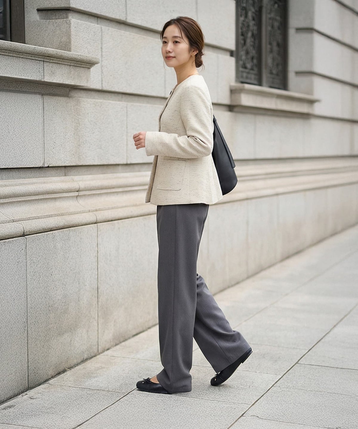 着用イメージ 163cm ライトベージュ