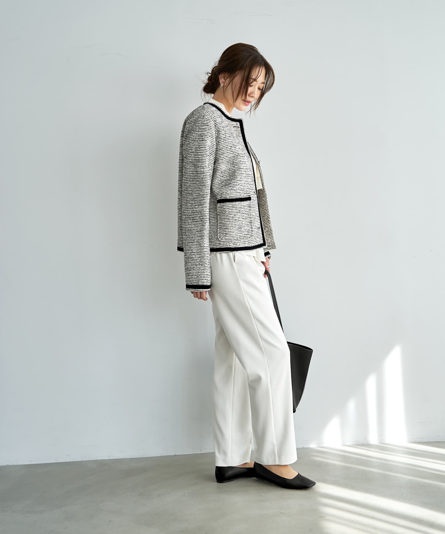 予約商品]【LUXE】トリミングライトツイードジャケット【3月上旬頃入荷