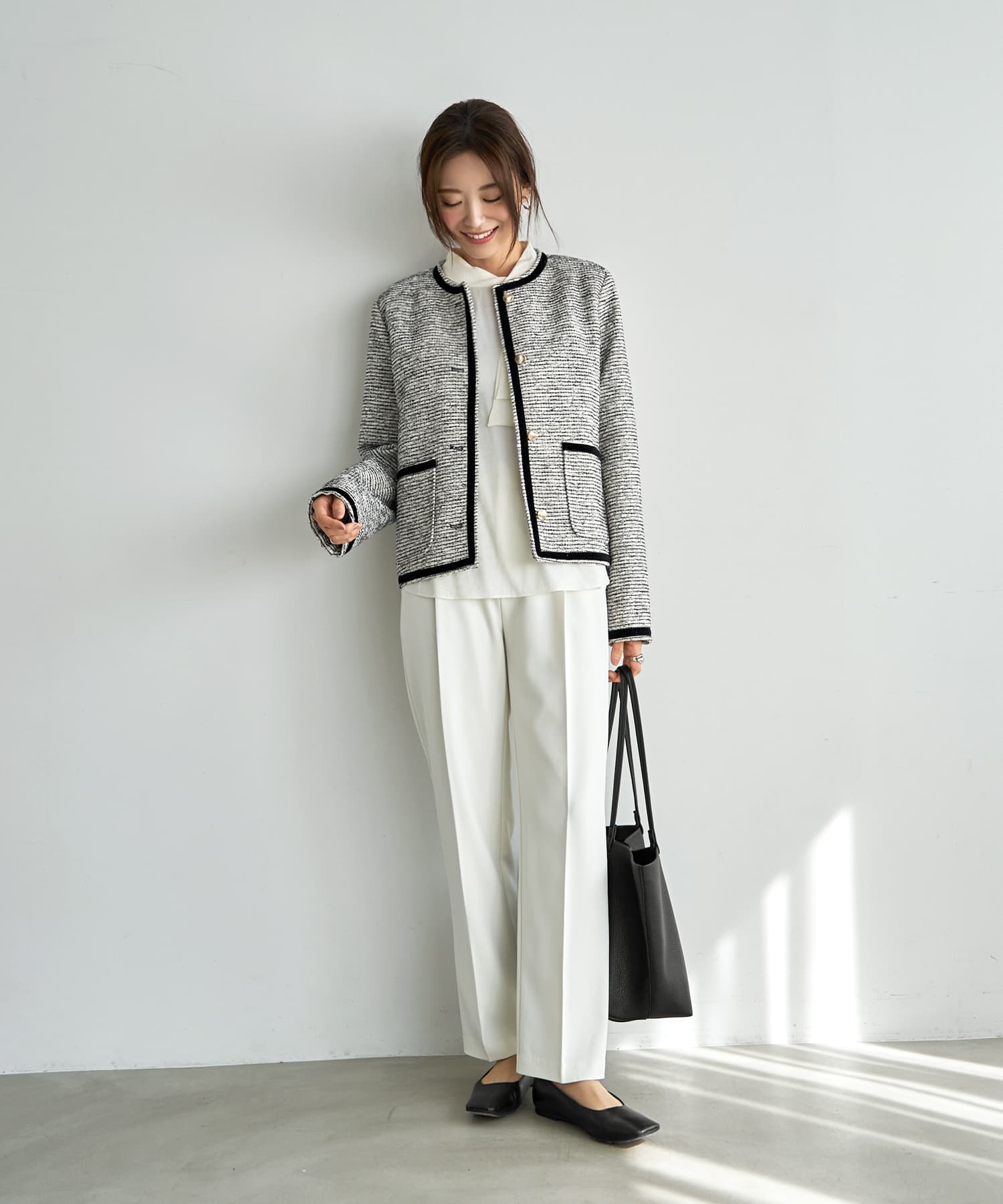 予約商品]【LUXE】トリミングライトツイードジャケット【3月上旬頃入荷