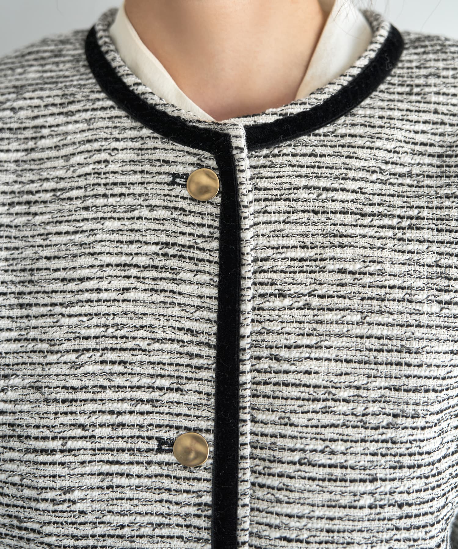 予約商品]【LUXE】トリミングライトツイードジャケット【3月上旬頃入荷