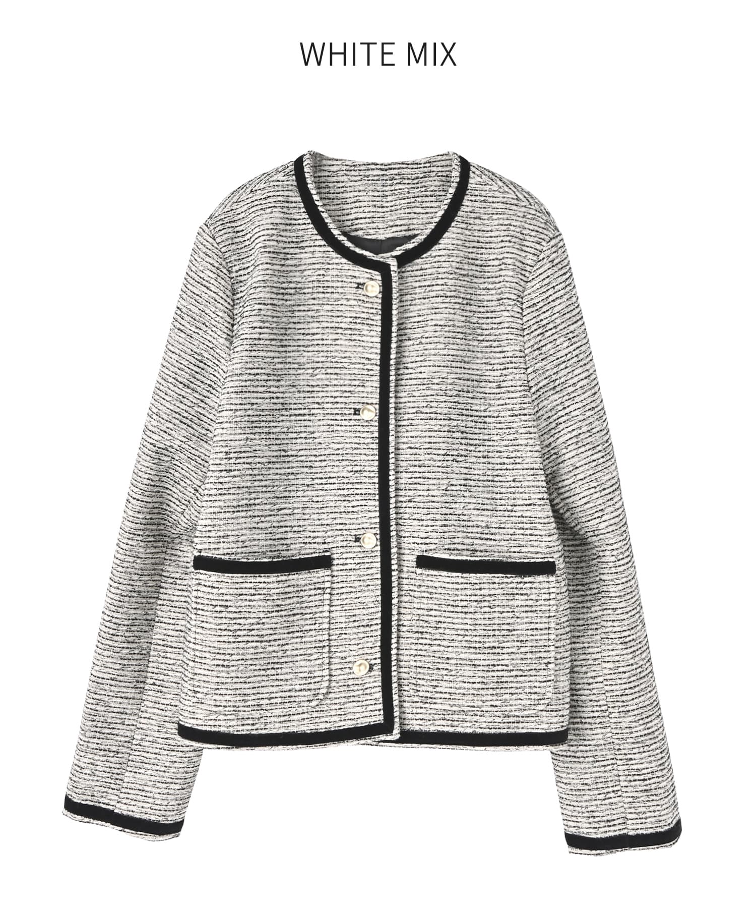 予約商品]【LUXE】トリミングライトツイードジャケット【3月上旬頃入荷