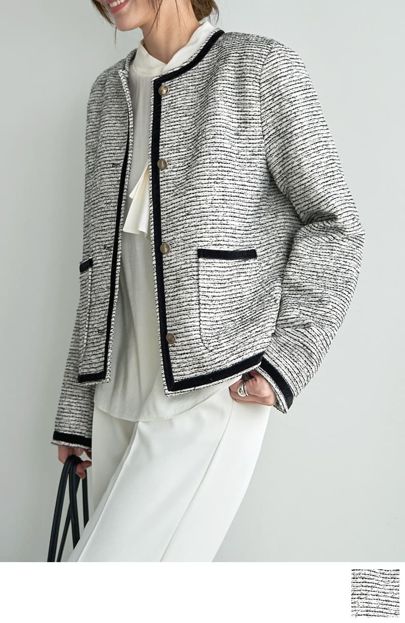 予約商品]【LUXE】トリミングライトツイードジャケット【3月上旬頃入荷