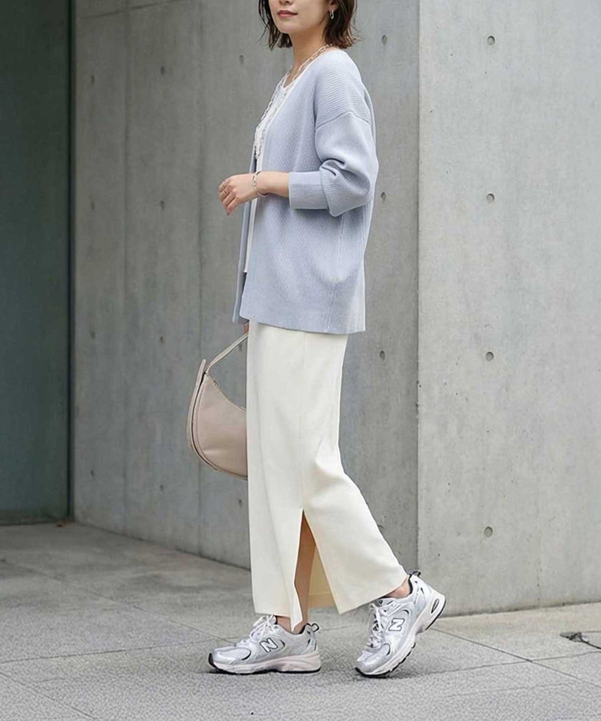 着用イメージ 163cm ニュアンスブルー